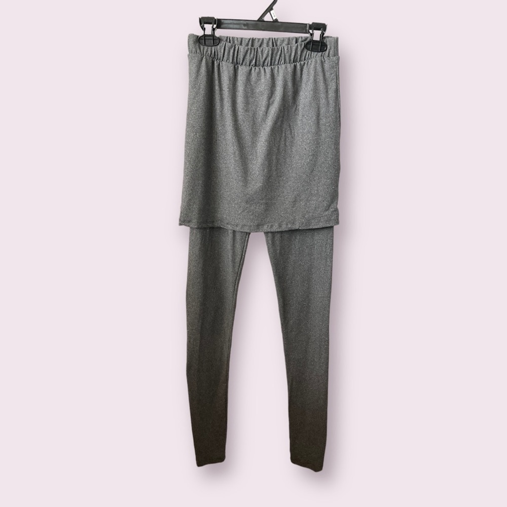 Grey Athletic Leggings Skirt Combo Small